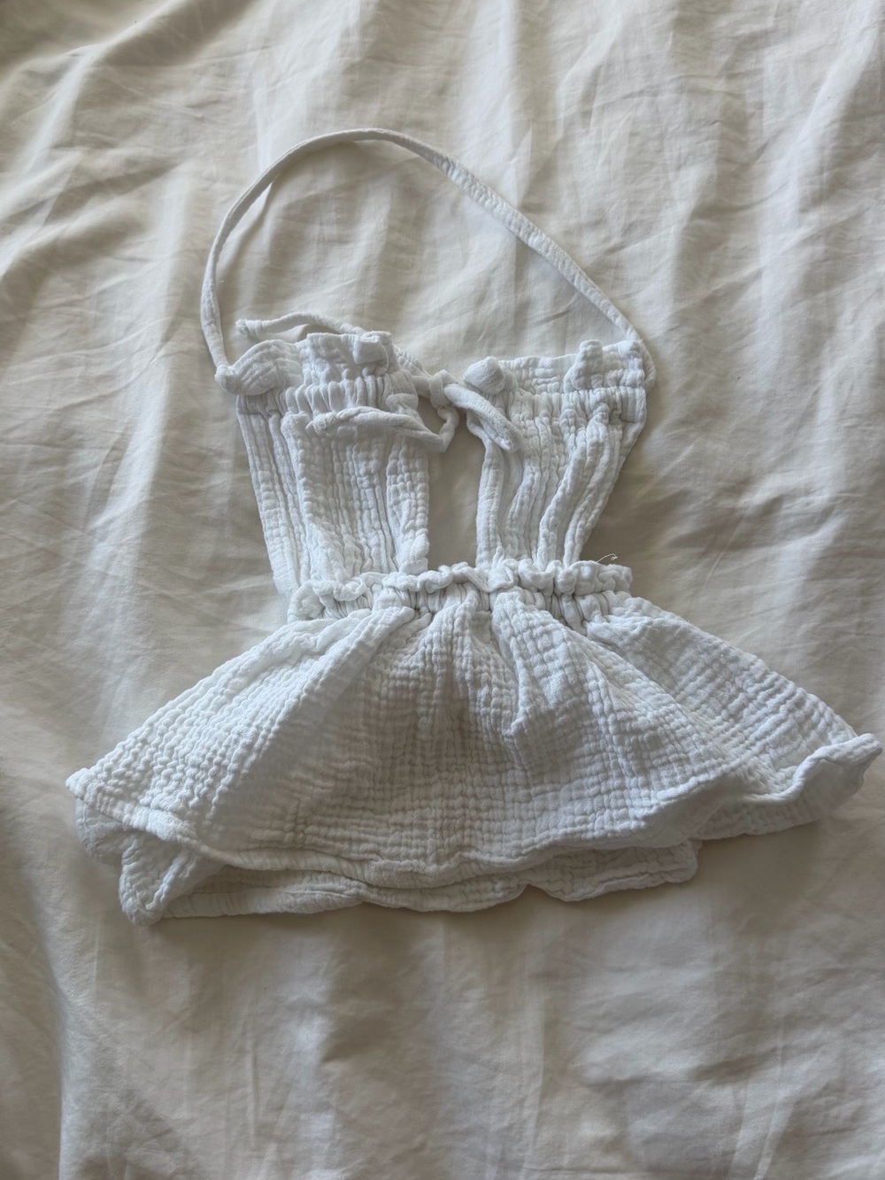 Smocked White Peplum Halter Camisole